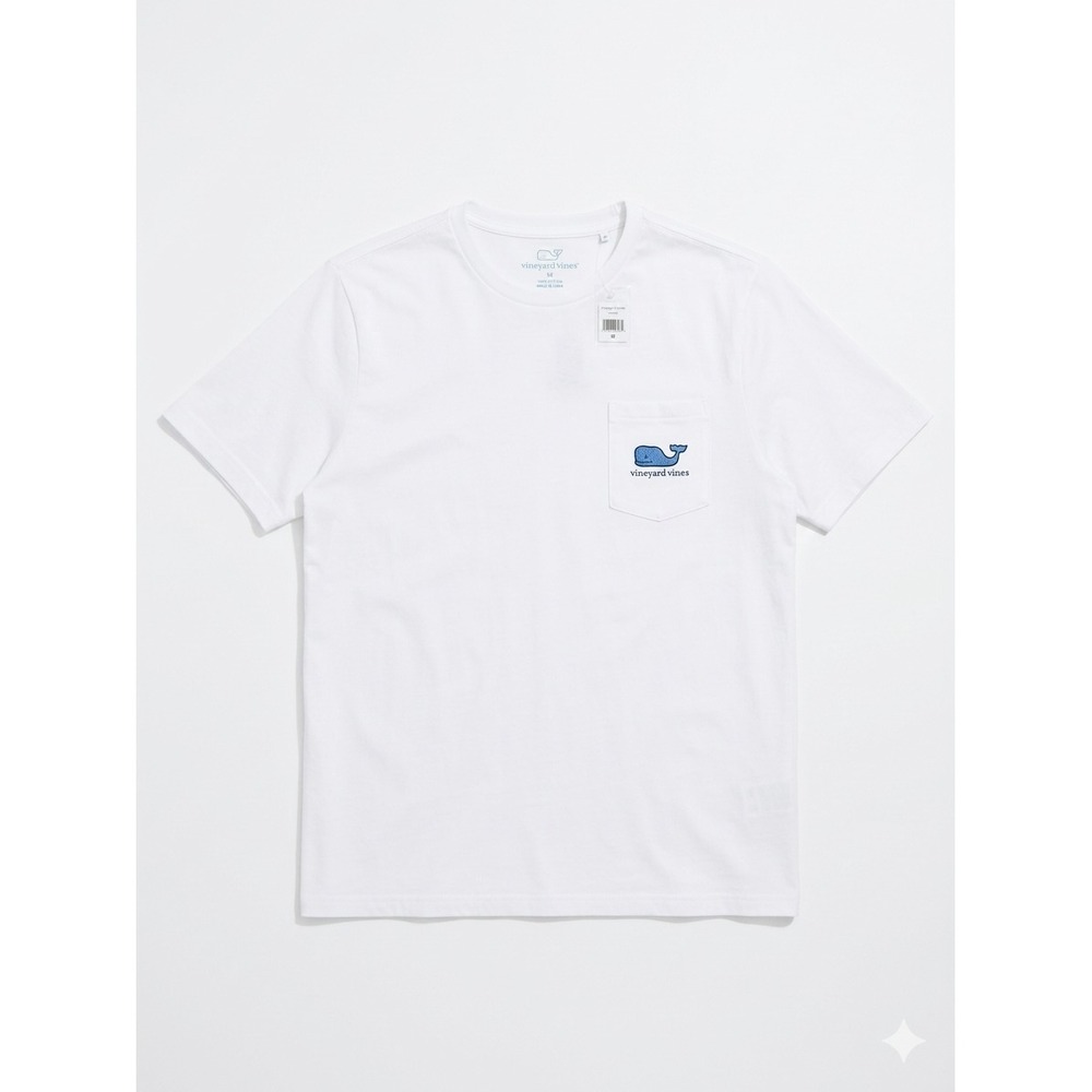 Vineyard Vines T-Shirt Boys White Cap Tropical  Whale Fill Graphic Pocket XL